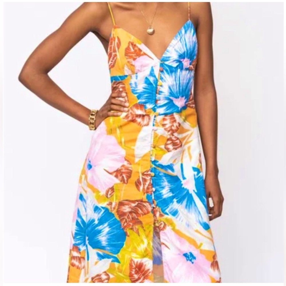 Zara Blue and Pink Midi Dress